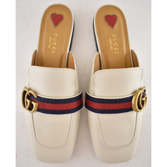 Gucci Peyton Mystic White Gold GG Slide Loafer Mule Slipper Backless Flats 36.5 - Picture 10 of 14